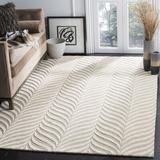 White 27 x 0.63 in Area Rug - Dakota Fields Bowers Geometric Handmade Tufted Wool Sand/Ivory Area Rug Wool | 27 W x 0.63 D in | Wayfair