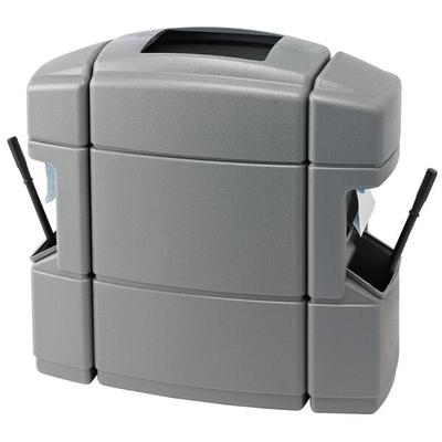Commercial Zone 770135 40 Gallon Islander Series Waste 'N Wipe Silver Rectangular Trash Can with 2 Paper Towel Dispensers, 2 Squeegees, and 2 Windshield Wash Stations