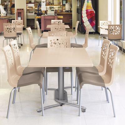 Grosfillex US835413 Tempo Stacking Resin Chair with Beige Back and Taupe Seat