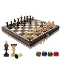 Master of Chess PEARL 35cm / 14 in Popular Europen Chess Set Hand Crafted Chess Board and Pieces Sets with Burnt Ornaments Luxury Chess Sets for Kids and for Adults in 4 Colors