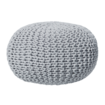 Pouf Hellgrau 100% Baumwolle Rund ⌀ 40 cm Elegant Modern