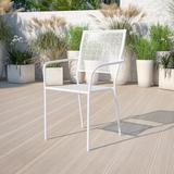 Flash Furniture Oia Indoor-Outdoor Steel Patio Arm Chair w/ Square Back Metal in White | 35 H x 21.75 W x 21.75 D in | Wayfair 5-CO-2-WH-GG