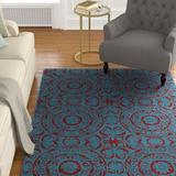 Blue 114 x 0.33 in Area Rug - Charlton Home® Corine Geometric Handmade Tufted Wool Peacock Area Rug Wool | 114 W x 0.33 D in | Wayfair