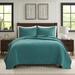 Hampton Hill Velvet Touch 3 Piece Luxurious Oversized Quilt Set Microfiber/Cotton in Blue | Queen Coverlet + 2 Shams | Wayfair JLA13-499