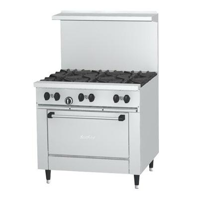 Garland SunFire Series X36-6R Natural Gas 6 Burner 36" Gas Range with Standard Oven - 213,000 BTU