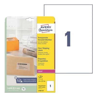 Avery Zweckform 25er-Pack Folien-Etiketten »L7567-25« transparent Image