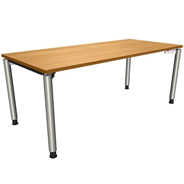 fm Büromöbel Manuell höhenverstellbarer Schreibtisch »Oldenburg« 180 cm 4-Fuß Rundrohr braun, 180x82x80 cm Image