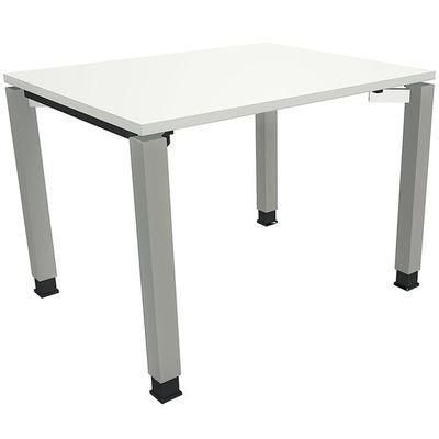 fm Büromöbel Manuell höhenverstellbarer Schreibtisch »Sidney« 100 cm 4-Fuß Quadratrohr weiß, 100x82x80 cm Image
