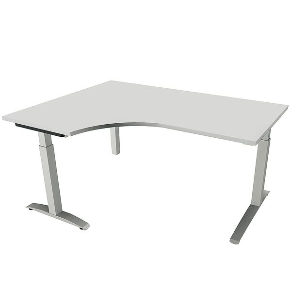 fm Büromöbel Manuell höhenverstellbarer Winkelschreibtisch links »Sidney« 160 cm C-Fuß Quadra grau, 160x85x80 cm