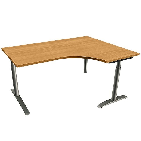 fm Büromöbel Winkelschreibtisch rechts »Oldenburg« 160 cm breit 65-85 cm hoch Rundrohr braun, 160x85x80 cm