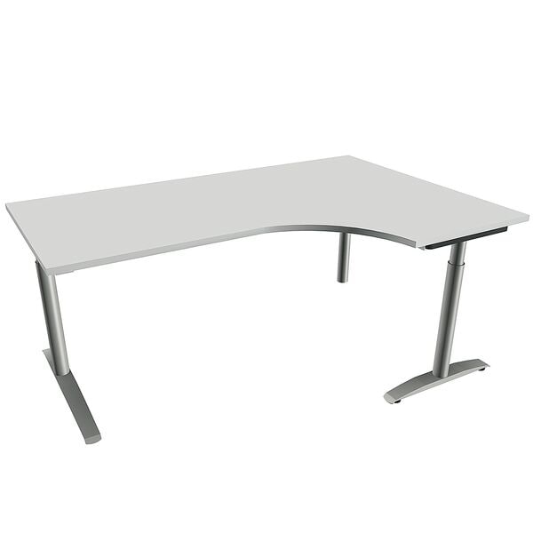 fm Büromöbel Winkelschreibtisch rechts »Oldenburg« 180 cm breit 65-85 cm hoch Rundrohr grau, 180x85x80 cm