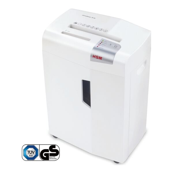 HSM Aktenvernichter »shredstar X15 4 x 37 mm« Partikelschnitt bis 15 Blatt weiß, 23x59.5x30 cm