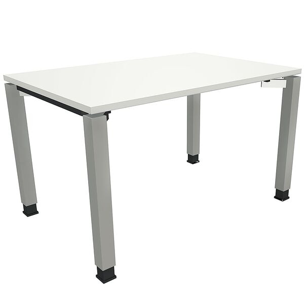 fm Büromöbel Manuell höhenverstellbarer Schreibtisch »Oldenburg« 120 cm 4-Fuß Quadratrohr weiß, 120x82x80 cm