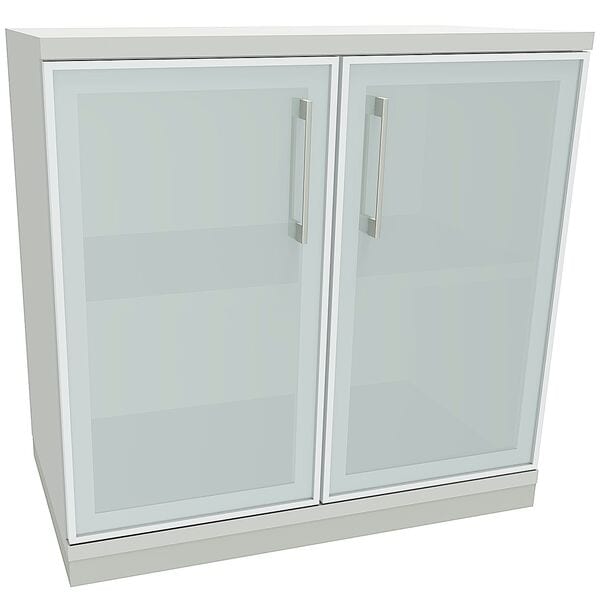 fm Büromöbel Aktenschrank »Oldenburg« 2 OH satinierte Acrylglastüren grau, 80x78.1x44.2 cm