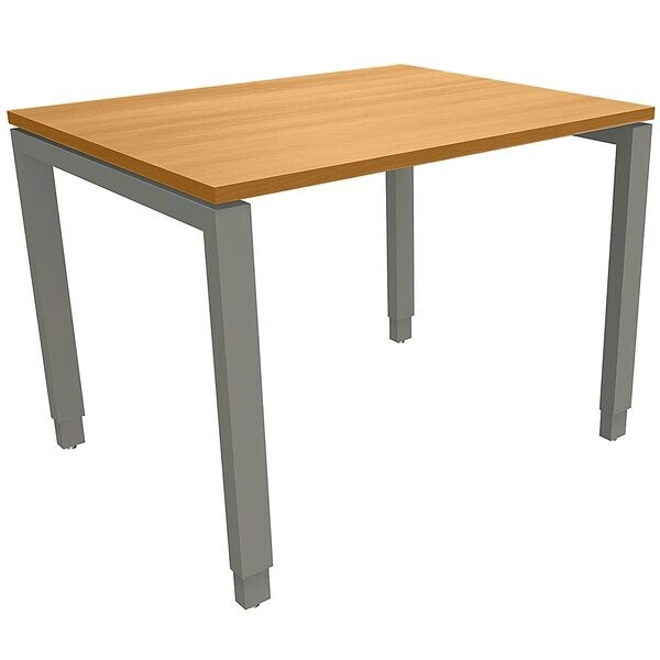 fm Büromöbel Manuell höhenverstellbarer Schreibtisch »Sidney« 100 cm 4-Fuß Rechteckrohr braun, 100x85x80 cm Image