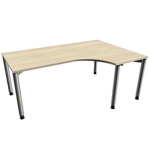 fm Büromöbel Manuell höhenverstellbarer Winkelschreibtisch rechts »Sidney« 180 cm 4-Fuß Rundr braun, 180x82x80 cm Image