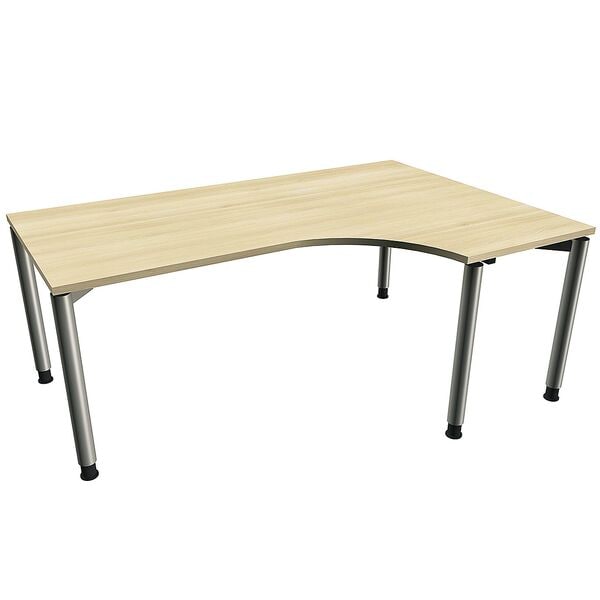 fm Büromöbel Manuell höhenverstellbarer Winkelschreibtisch rechts »Sidney« 180 cm 4-Fuß Rundr königsahorn, 180x82x80 cm