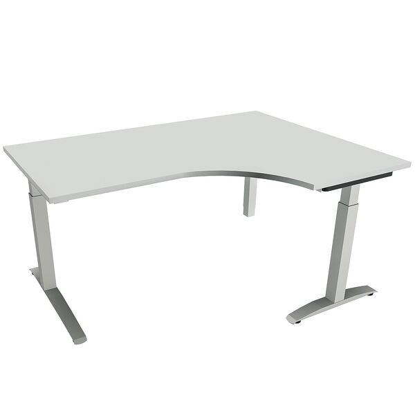 fm Büromöbel Manuell höhenverstellbarer Winkelschreibtisch rechts »Sidney« 160 cm C-Fuß Quadr grau, 160x85x80 cm