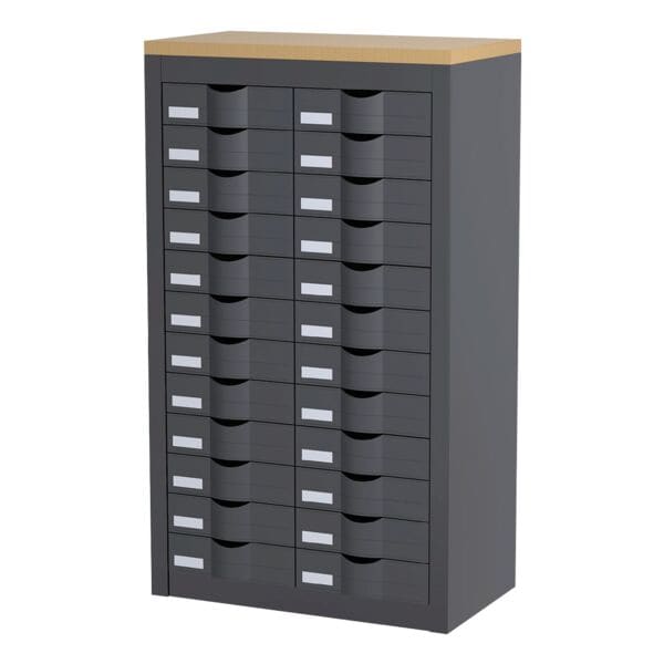 Paperflow Schubladenschrank - 12 Reihen je 2 Schübe grau, 60.5x106.5x33.5 cm Image