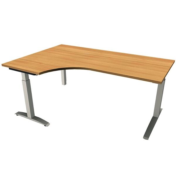 fm Büromöbel Winkelschreibtisch links »Oldenburg« 180 cm breit 65-85 cm hoch Quadratrohr braun, 180x85x80 cm