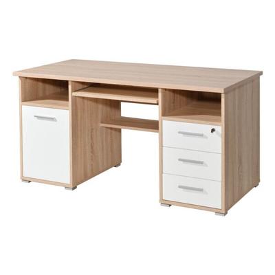Germania-Werke PC-Arbeitstisch 145 cm breit und mit Tastaturauszug braun, 145x75x70 cm Image