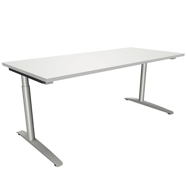 fm Büromöbel Manuell höhenverstellbarer Schreibtisch »Oldenburg« 180 cm C-Fuß Rundrohr grau, 180x85x80 cm