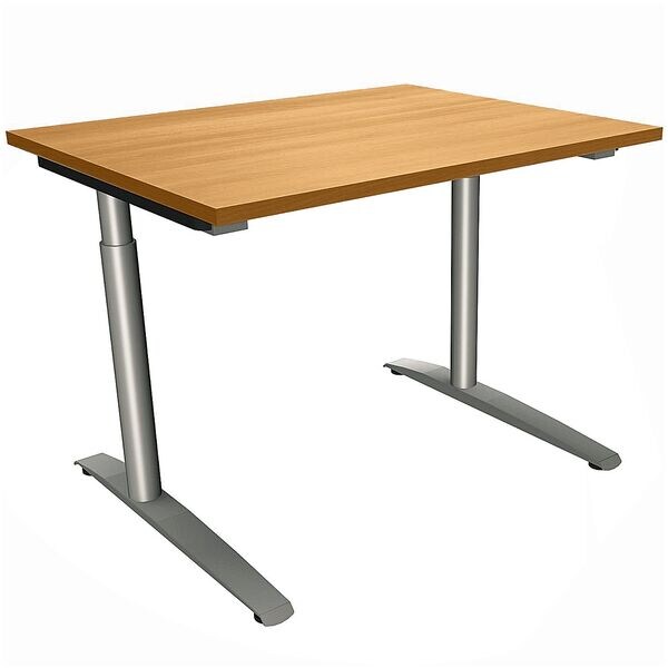 fm Büromöbel Manuell höhenverstellbarer Schreibtisch »Oldenburg« 100 cm C-Fuß Rundrohr braun, 100x85x80 cm