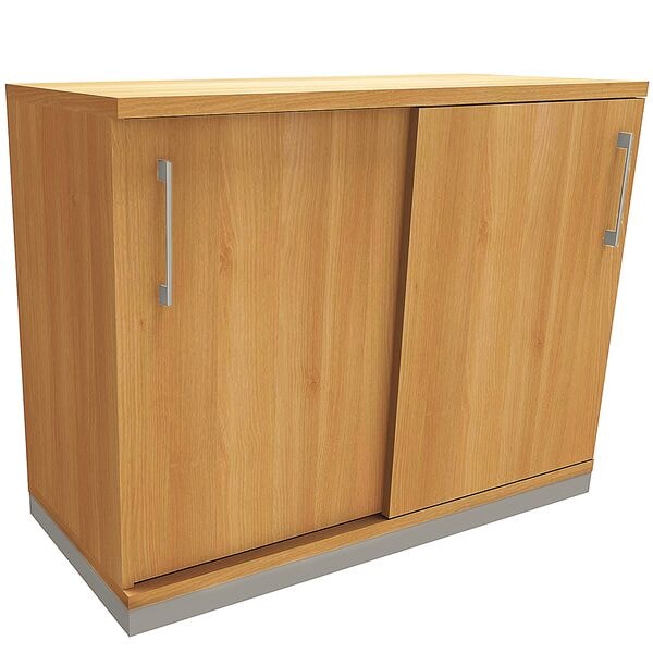 fm Büromöbel Schiebetürenschrank »Oldenburg« 2 OH 100 cm braun, 100x78.1x44.2 cm Image