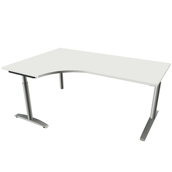 fm Büromöbel Winkelschreibtisch links »Oldenburg« 180 cm breit 65-85 cm hoch Rundrohr weiß, 180x85x80 cm