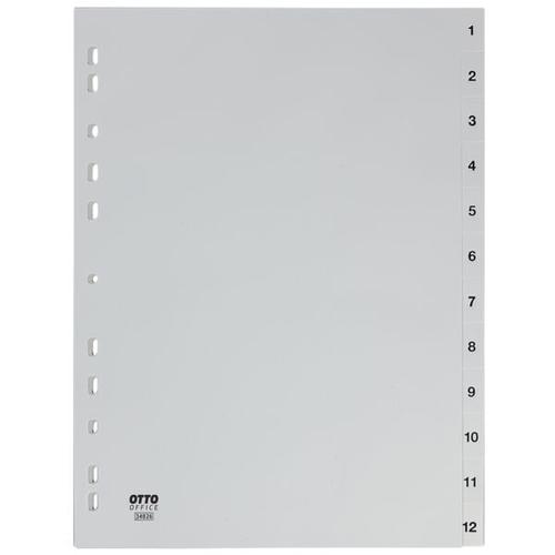 Kunststoffregister 1-12 A4 grau, OTTO Office, 22.5×29.7 cm