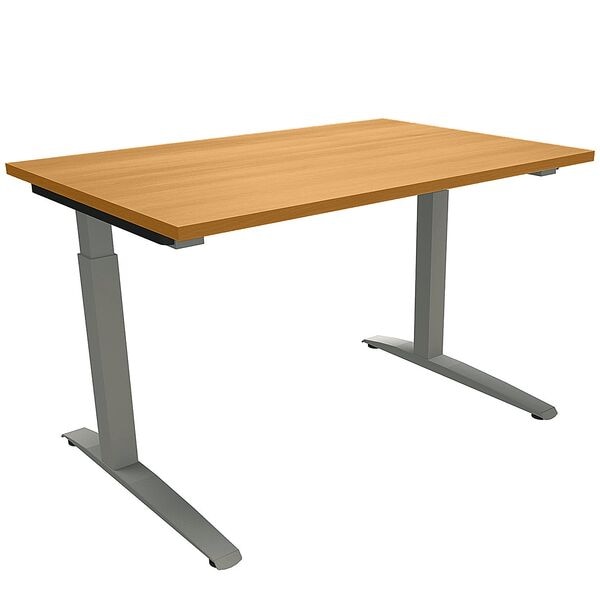 fm Büromöbel Manuell höhenverstellbarer Schreibtisch »Oldenburg« 120 cm C-Fuß Quadratrohr braun, 120x85x80 cm Image