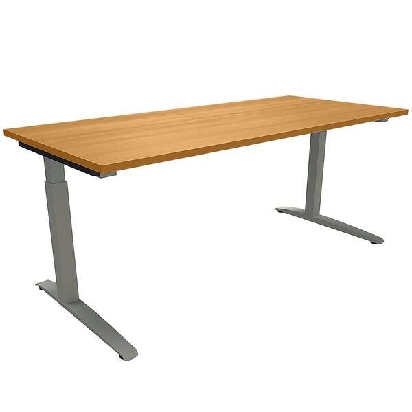 fm Büromöbel Manuell höhenverstellbarer Schreibtisch »Sidney« 180 cm C-Fuß Quadratrohr braun, 180x85x80 cm Image