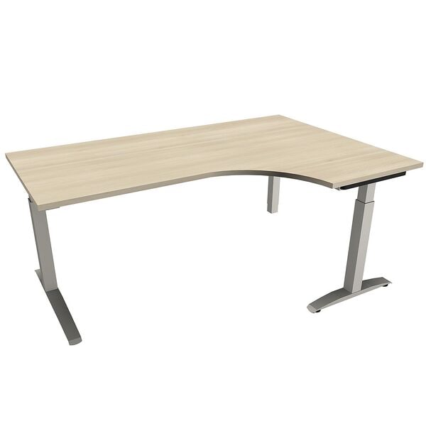 fm Büromöbel Manuell höhenverstellbarer Winkelschreibtisch rechts »Sidney« 180 cm C-Fuß Quadr braun, 180x85x80 cm