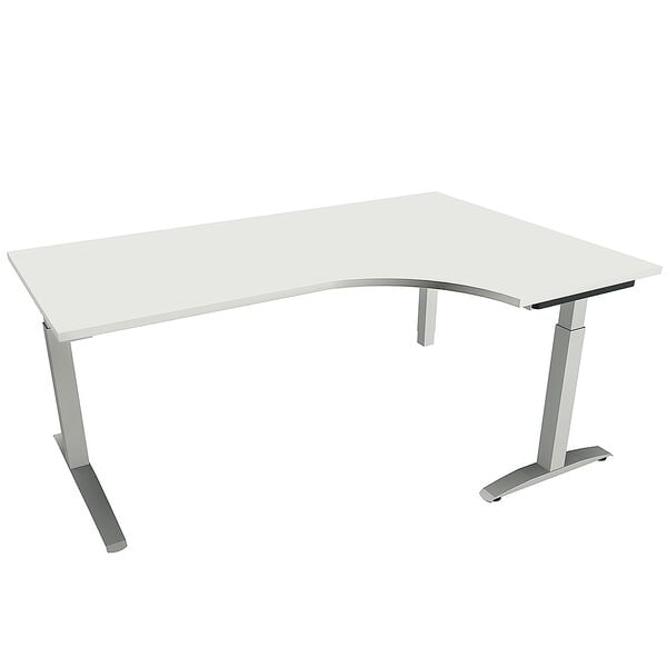 fm Büromöbel Winkelschreibtisch rechts »Oldenburg« 180 cm breit 65-85 hoch weiß, 180x85x80 cm