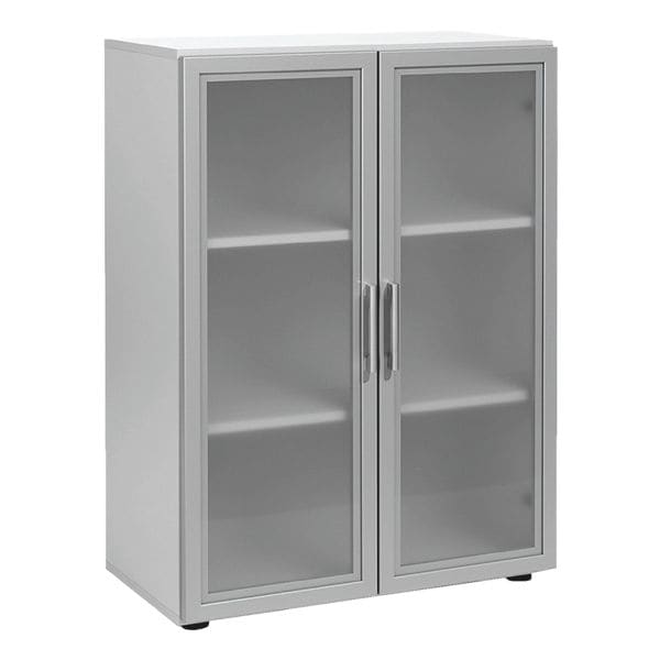 Geramöbel Aktenschrank »Lissabon« 3 OH 80 cm Glastüren grau, 80x110.4x42 cm