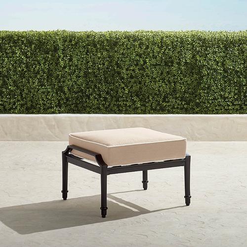 Grayson Ottoman with Cushion in Black Aluminum - Standard, Garnet - Frontgate