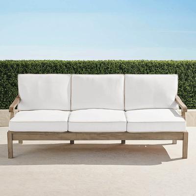 Cassara Sofa with Cushions in Weathered Teak - Standard, Cobalt - Frontgate