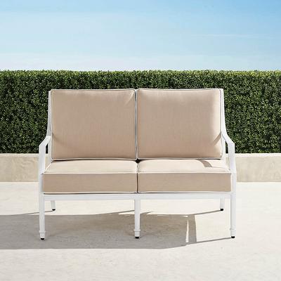 Grayson Loveseat with Cushions in White Aluminum - Standard, Sailcloth Salt - Frontgate