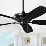 52" Canfield Patio Wet Rated Satin Black Ceiling Fan with Pull Chain