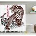 Ambesonne Tattoo Wild Chinese Tiger w/ Stripes & Roaring while its Paws on the Rock Shower Curtain Set Polyester | 70 H x 69 W in | Wayfair