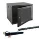 9u 19" 450mm Deep Black Wall Mounted Data Cabinet + 1U 24 Way Cat6 Patch Panel & 6 Way PDU