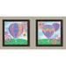 Adorable Fun Colorful Paisley Hot Air Balloon Set; Kids Room or Nursery Decor Two 12x12in Brown Framed Prints; Ready to hang! Pink/Purple/Yellow/Green