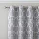 Catherine Lansfield Damask Jacquard 66x72 Inch Lined Eyelet Curtains Two Panels Silver Grey