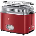 Russell Hobbs Toaster [für 2 Scheiben] Retro Edelstahl Rot (Countdown-Anzeige im Retrodesign, inkl. Brötchenaufsatz, 6 Bräunungsstufen + Auftau- & Aufwärmfunktion, 1300W) Vintage 21680-56