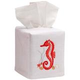 Jacaranda Living Seahorse and Shells Tissue Box Cover in Red/White | 5.25 H x 4.5 W x 4.5 D in | Wayfair DG17-SHSCL