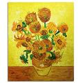 Fokenzary Hand Painted Oil Painting on Canvas Vincent Van Gogh Classical Sunflowers Reproduction Wall Decor Framed(20x24in)