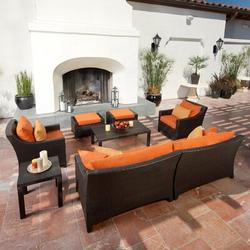 Three Posts™ Northridge 7 Pieces Rattan Sunbrella Sofa Seating Group w/ Cushions Wicker/Rattan in Brown | 32 H x 96 W x 36 D in | Outdoor Furniture | Wayfair