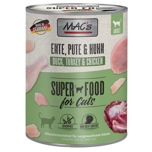 24x800g Geflügel & Fleisch 2 Sorten MAC's getreidefreies Katzenfutter nass