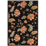 Black 72 x 0.25 in Area Rug - Lark Manor™ Hollander Floral Hand Hooked Wool Area Rug Wool | 72 W x 0.25 D in | Wayfair