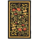 Black 20 x 0.25 in Area Rug - August Grove® Kinchen Floral Hand-Hooked Wool Area Rug Wool | 20 W x 0.25 D in | Wayfair CHRL2504 38071186